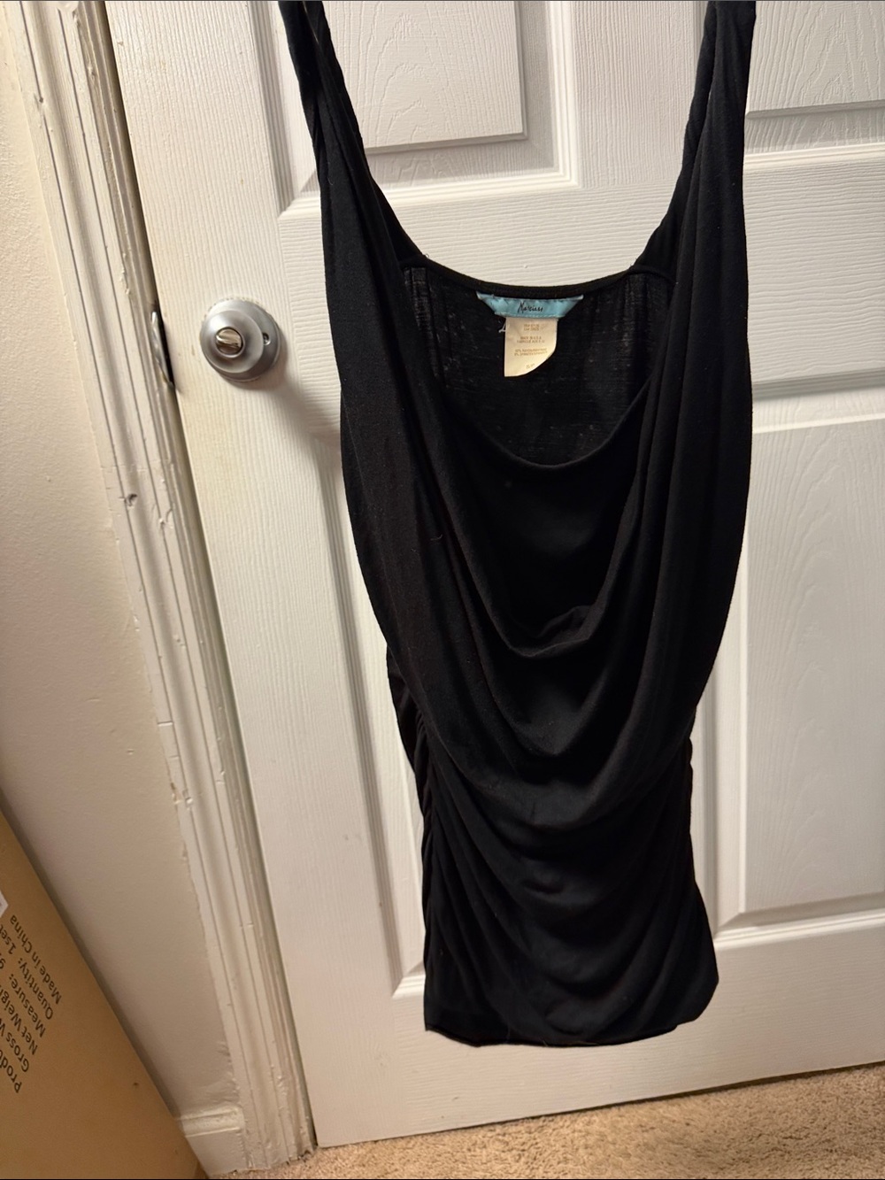 Marciano Black Draped Sleeveless Blouse